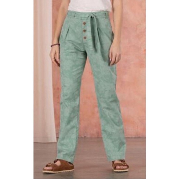 NEW Sundance | Bastille Easy Floral Pants | Green | Paper Bag Waist | Size 4 - Picture 2 of 13